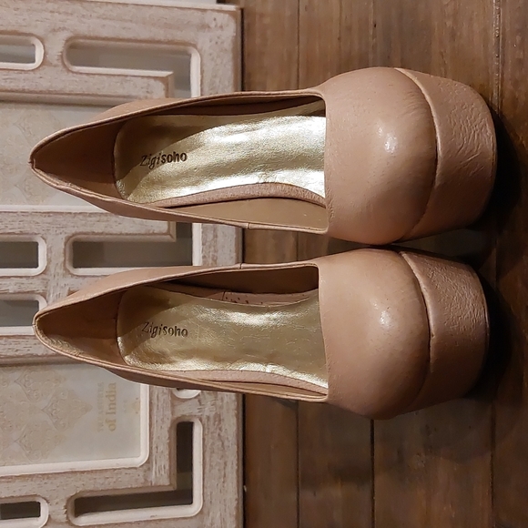 Zigi soho beige leather platform shoes heels size 7 - Picture 2 of 8